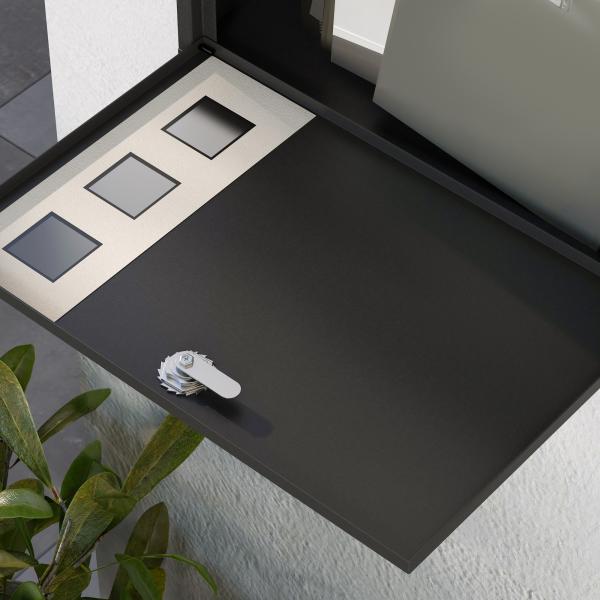 Caixa de Correio Exterior em Metal de Parede com Fechadura, 2 Chaves, Janelas de Visualização e Fecho Silencioso 36,5x11,5x29 cm Preto
