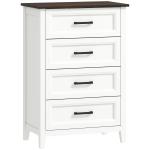 Cómoda 4 Gavetas Cómoda de Dormitório Estreita e Alta com Bancada com Efeito Madeira 60x35x87 cm Branco