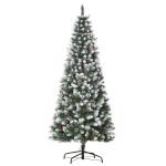 Árvore de Natal Artificial 180 cm Ignífugo com 618 Ramos 34 Bagas 30 Pinhas Folhas de PVC e Suporte Metálico Ø65x180cm Verde