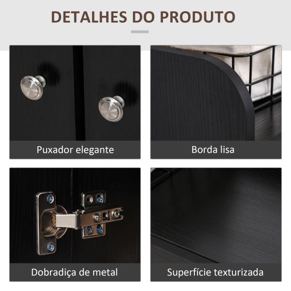 Sapateira com 2 Portas Prateleiras Interiores e 4 Prateleiras Exteriores com Altura Ajustável 83x30x90 cm Preto