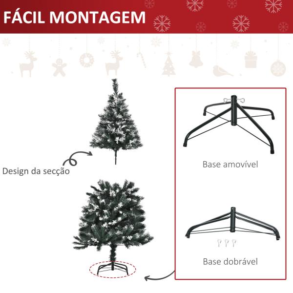 Árvore de Natal Automática 150 cm com 378 Ramos 41 Decorações Suporte em Aço Base Dobrável e Removível Verde