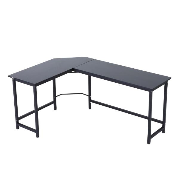 Secretária de Canto Mesa de Computador em Forma de L com Estrutura de Aço 168x120x75cm Preto