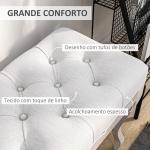 Banco Pé de Cama com Pés de Madeira e Assento Acolchoado para Dormitório Entrada Corredor 110x37x49 cm Creme