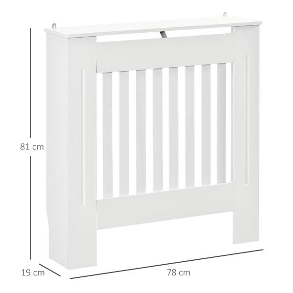 Cobertura Radiador 78x19x81 cm Cobertura para Radiador de MDF com Desenho Moderno e Prateleira Branco