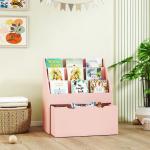 Estante para Livros Infantil de 4 Níveis com 3 Prateleiras e 1 Gaveta com Rodas 62,5x30x70 cm Rosa