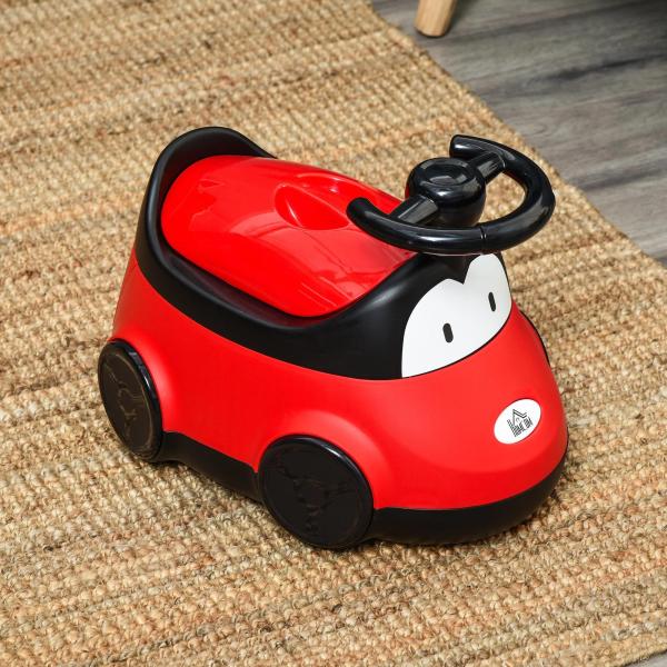 Bacio para Bebé de 6 - 36 Meses Bacio de Aprendizagem Treinamento Portátil em Forma de Carro com Tampa Volante Fácil de Limpar Carga 50kg 40x27,5x29,1cm Vermelho