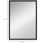 Espelho de Parede Decorativo 50x70 cm Espelho Retangular Espelho de Sala com 4 Ganchos Metálicos Estilo Moderno Preto