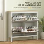 Sapateira para Entrada com 4 Gavetas Prateleiras Ajustáveis e Puxadores em PU para 20 Pares de Sapatos 105x24x95,5 cm Branco