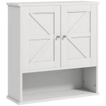 Armário de Parede para Casa de Banho Rústico com Compartimento Prateleira Ajustável 58x20x61,4 cm Branco