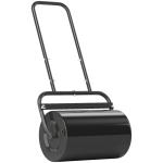 Rolo para Relva Largura 58cm Ø32cm Rolo para Relvado 38L Preenchível de Areia ou Água com Guiador em U para Jardim Preto