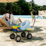 Carro de Transporte com Pega Revestida e 4 Rodas Grandes de Ø24 cm Carrinho de Jardim em Aço 94x48,5x100 cm Preto e Verde