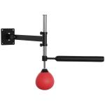 Punching Ball de Boxe Montado na Parede Altura Ajustável com Barra Giratória e Inflador 79x72x20cm Preto e Vermelho