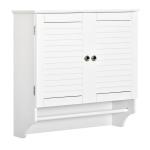 Armário Casa de Banho de Parede com 2 Portas de Persiana Prateleira Interior e Barra para Toalhas Móvel Auxiliar Suspenso Moderno Multiuso para Cozinha 60x23x60cm Branco