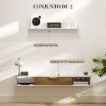 Móvel de TV Sala de Estar com Prateleira de Parede Armário Orifícios para Cabos para Televisão de Parede 120x24x16 cm Branco