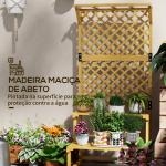 Suporte para Plantas de Madeira com Treliça Suporte para Vasos de 2 Níveis para Jardim Pátio Terraço 75x50x166 cm Natural
