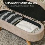Banco para Pé de Cama Banco de Armazenamento com Pés de Madeira e Assento Acolchoado 110x40x43 cm Bege