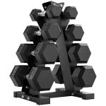 Conjunto de Halteres 2x2kg 2x5kg 2x8kg 2x10kg com Suporte de Armazenamento para Exercício Treino Preto
