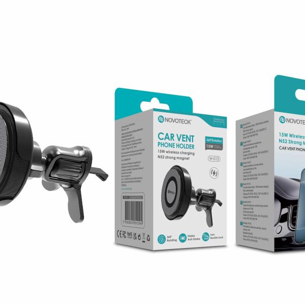 Suporte de Telemóvel para Saída de Ar com Carregamento Sem Fios de 15W – Íman Forte N52 e Rotação 360º W - 013