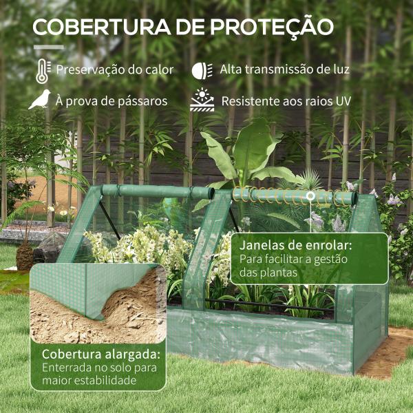 Floreira Exterior Grande com Mini Estufa com Base Aberta para Jardim Terraço Varanda 185x95x92 cm Cinzento e Verde