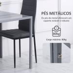 Mesa de Sala de Jantar de Cristal Mesa de Cozinha Quadrada para 4 Pessoas com Pés de Metal 75x75x75cm Cinza