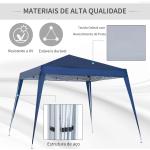 Tenda Dobrável Tenda com Desenho Pop Up para Jardim Campismo Festas Eventos Aço e Oxford 297x297x250 cm Azul