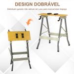 Banco de Trabalho Dobrável 4 em 1 Mesa de Trabalho com 4 Prensas 2 Manivelas 62,5x60,5x78,5 cm Madeira e Cinzento