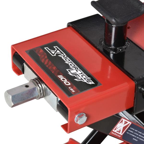 Plataforma Elevadora para Motocicletas com Altura Ajustável de 19 - 53cm Carga Máxima 500kg para Estacionar ou Reparar Oficina Garagem Preto e Vermelho