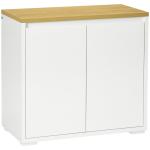 Aparador de Sala de Estar Armário de Armazenamento com 2 Portas e Prateleira Ajustável 80x37x75 cm Branco e Madeira