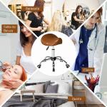Banco Giratório com Rodas e Altura Ajustável para Estética, Dentista e Cabeleireiro – 52x53x49 - 61 cm, Castanho