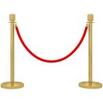 Conjunto de 2 Postes Separadores em Aço Inoxidável com Corda de Veludo Vermelho de 1,5 m e Base Preenchível Dourado