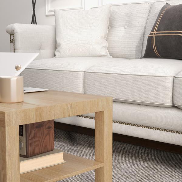 Mesa de Centro Moderna Mesa Auxiliar com Prateleira para Sala de Estar Escritório 90x45x44,5 cm Madeira
