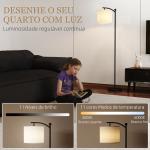 Candeeiro de Pé LED 11 Níveis, Controlo Remoto, Temporizador 60 min, 54,3x30,6x159,6 cm Preto e Creme