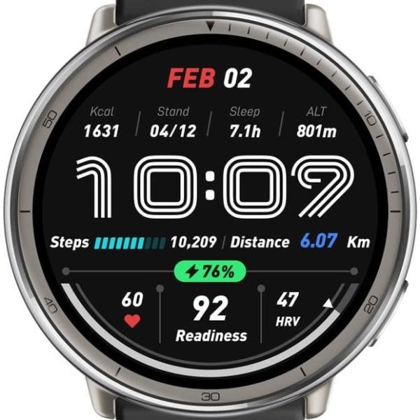 Smartwatch Amazfit Active 2 Round 44mm (Preto/Prateado)