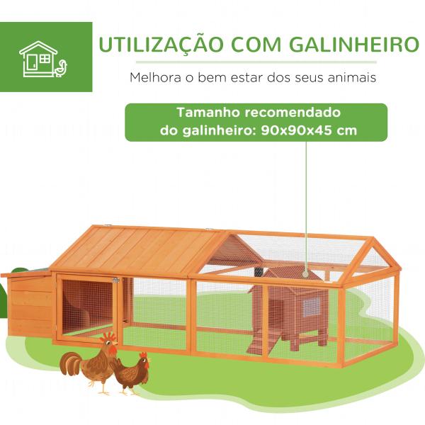 Galinheiro de Madeira para 4 - 8 Galinhas com Ninho Área Aberta de 2,1 ㎡ 240x112,5x76cm Madeira de Abeto