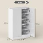 Sapateira para Entrada com Prateleiras Ajustáveis para 20 Pares de Sapatos 72x34,5x103 cm Branco Brilhante