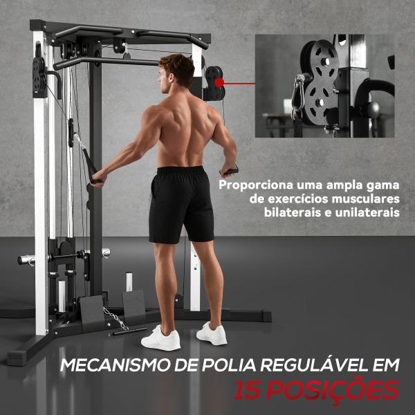 Máquina Multi Estação Musculação para Treino de Ombros Braços Carga 120 kg para Fitness Ginásio em Casa 170x139x200 cm Preto