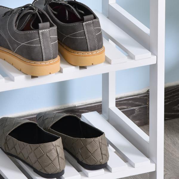 Sapateira de Madeira de 3 Níveis para até 9 Pares de Sapatos para Entrada Corredor Dormitório 70x26x57,5cm Branco