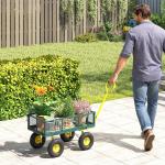 Carrinho de Jardim em Aço com Capacidade 200 kg e Laterais Removíveis 104x54x51 cm Verde e Amarelo