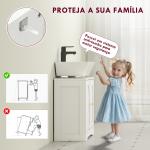 Móvel para Lavatório Pousar com 2 Portas em Arco Puxadores Dourados para Lavatório com ou sem Pedestal 60x30x65 cm Branco
