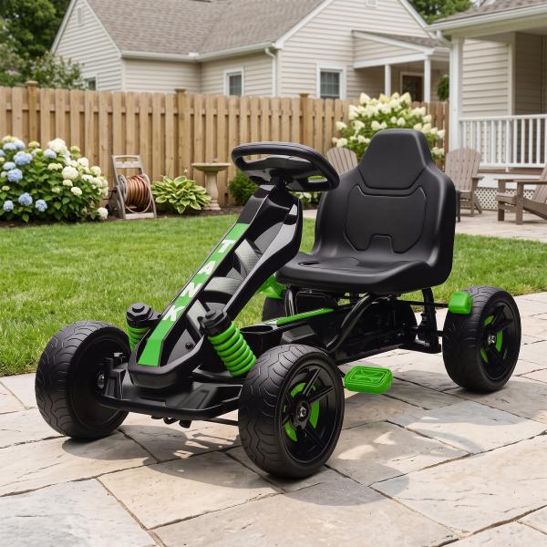 Kart a Pedais para Crianças com Embraiagem Automática Travão e Rodas Antiderrapantes em EVA 100x59x60,5 cm Verde