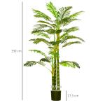Planta Artificial Palmeira Areca com Vaso e 30 Folhas Decoração para Interior e Exterior Ø19,5x190 cm Verde