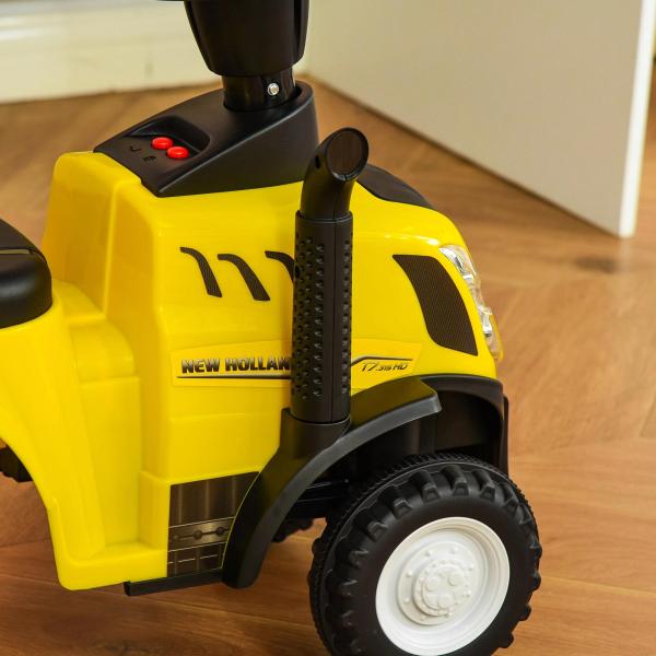 Trator para Crianças de 12 - 36 Meses com Reboque Removível Carro Andador com Buzina Farol Pá e Ancinho Carga 25kg 91x29x44cm Amarelo