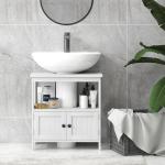 Móvel para Lavatório Pousar com Armário de 2 Portas Estante Aberto e Estante Ajustável Interior 60x30x60 cm Branco