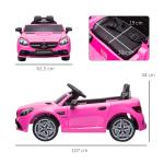 Carro Elétrico Mercedes SLC 300 12V para Crianças de 3 - 6 Anos com Controlo Remoto Faróis LED Buzina Música TF USB e Abertura da Porta 3 - 5km/h 107x62,5x44cm Rosa