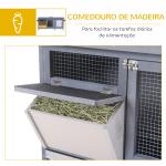 Coelheira de Madeira Gaiola para Coelhos com Telhado Asfáltico Rebatível Portas com Fecho Bandejas Removíveis 112x50x54 cm Cinzento