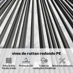 Conjunto Jardim de Vime com 4 Peças Inclui Sofá de 2 Lugares 2 Poltronas e Mesa de Centro com Tampo Metálico Preto