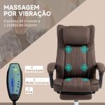 Cadeira de Escritório com 6 Pontos de Massagem por Vibração Reclinável com Altura Ajustável 65x61x101 - 113 cm Castanho Escuro