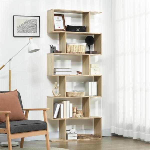Estante para Livros Moderna Estante com 6 Prateleiras para Sala de Jantar Sala de Estar Estúdio 80x23x192 cm Madeira