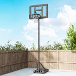 Tabela de Basquetebol com Altura Ajustável 230 - 305 cm para Piscina com Rodas e Base Preenchível 110x75x195 - 370 cm Preto