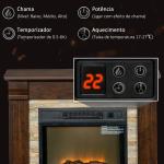 Lareira Elétrica 1800W com Efeito de Chama Realista e Proteção Contra Superaquecimento 80x21,6x67,8 cm Marrom